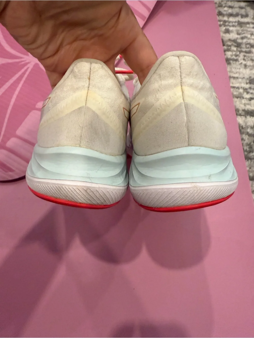 Asics White Running Shoes with Pink Accents